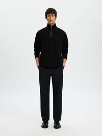HALF ZIP SWEATSHIRT, Black, highres