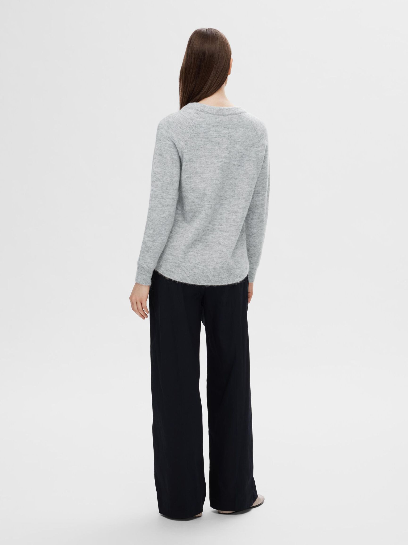 LANGÄRMELIGER STRICKPULLOVER, Light Grey Melange, highres