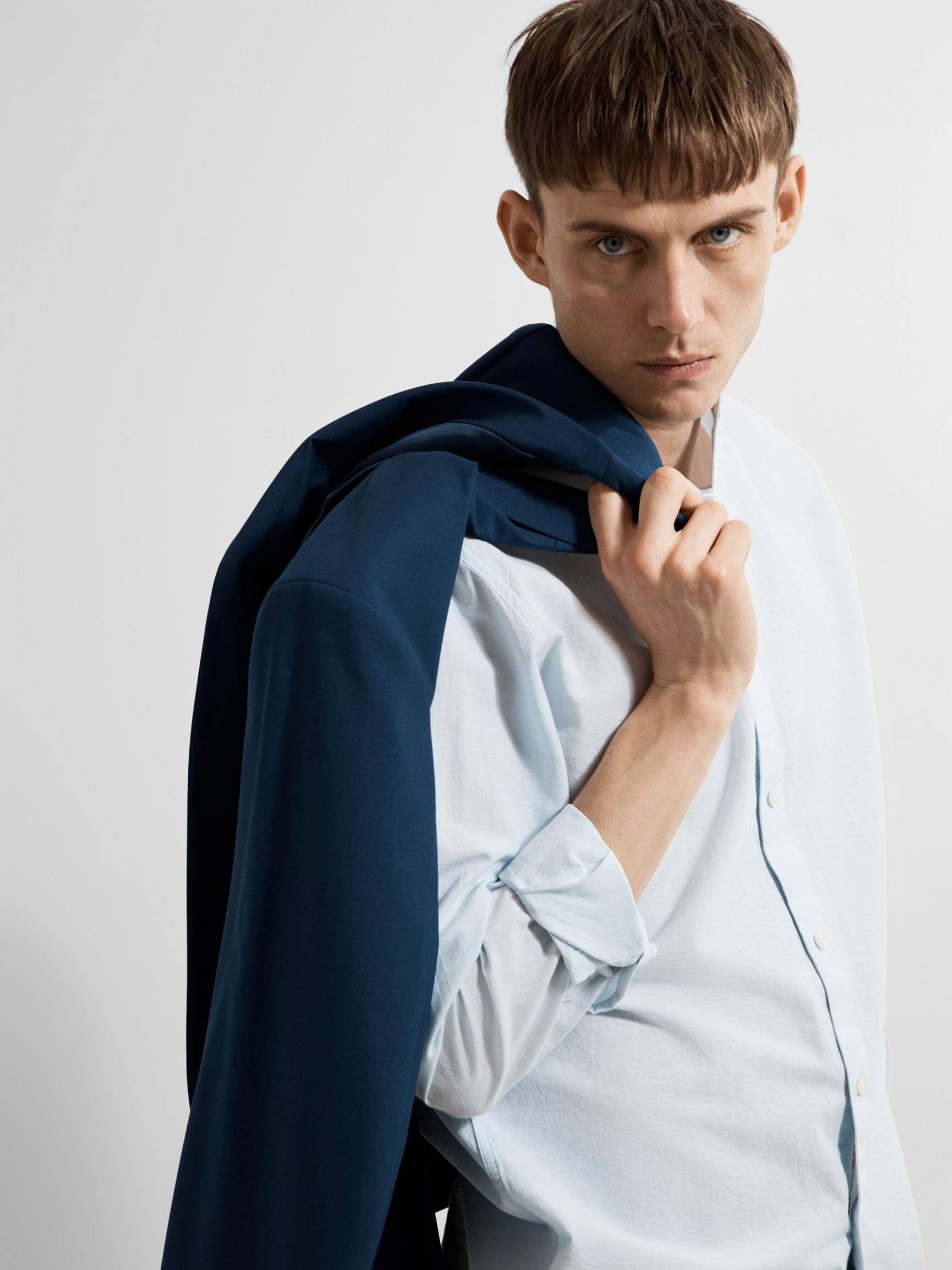 LONG-SLEEVED LINEN BLEND SHIRT, Skyway, highres