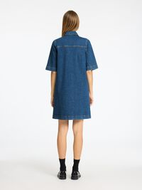 DENIM MIDI JURK, Medium Blue Denim, highres