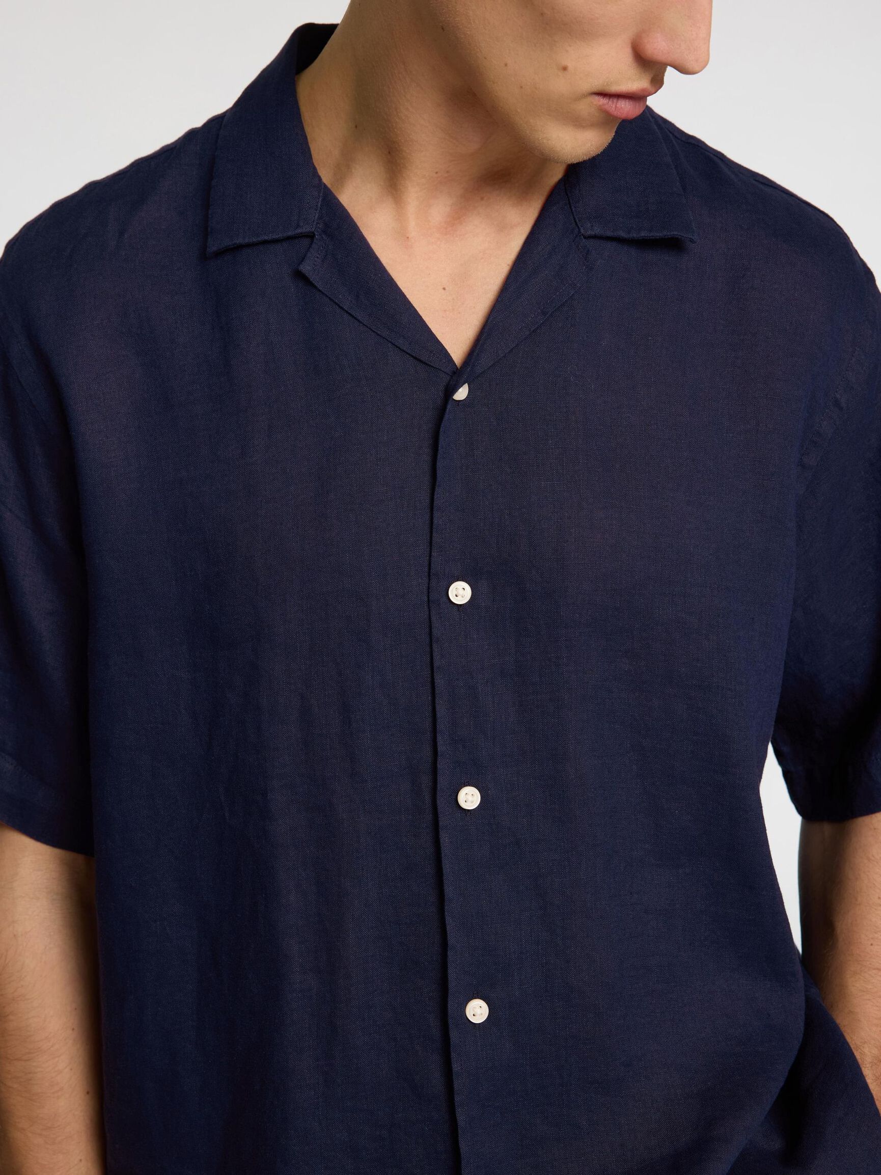 100% HØR KORTÆRMET SKJORTE, Navy Blazer, highres