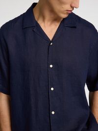 100% LINNEN OVERHEMD MET KORTE MOUWEN, Navy Blazer, highres