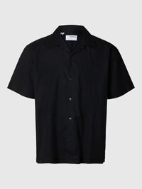 BRODERT KORTERMET SKJORTE, Black, highres