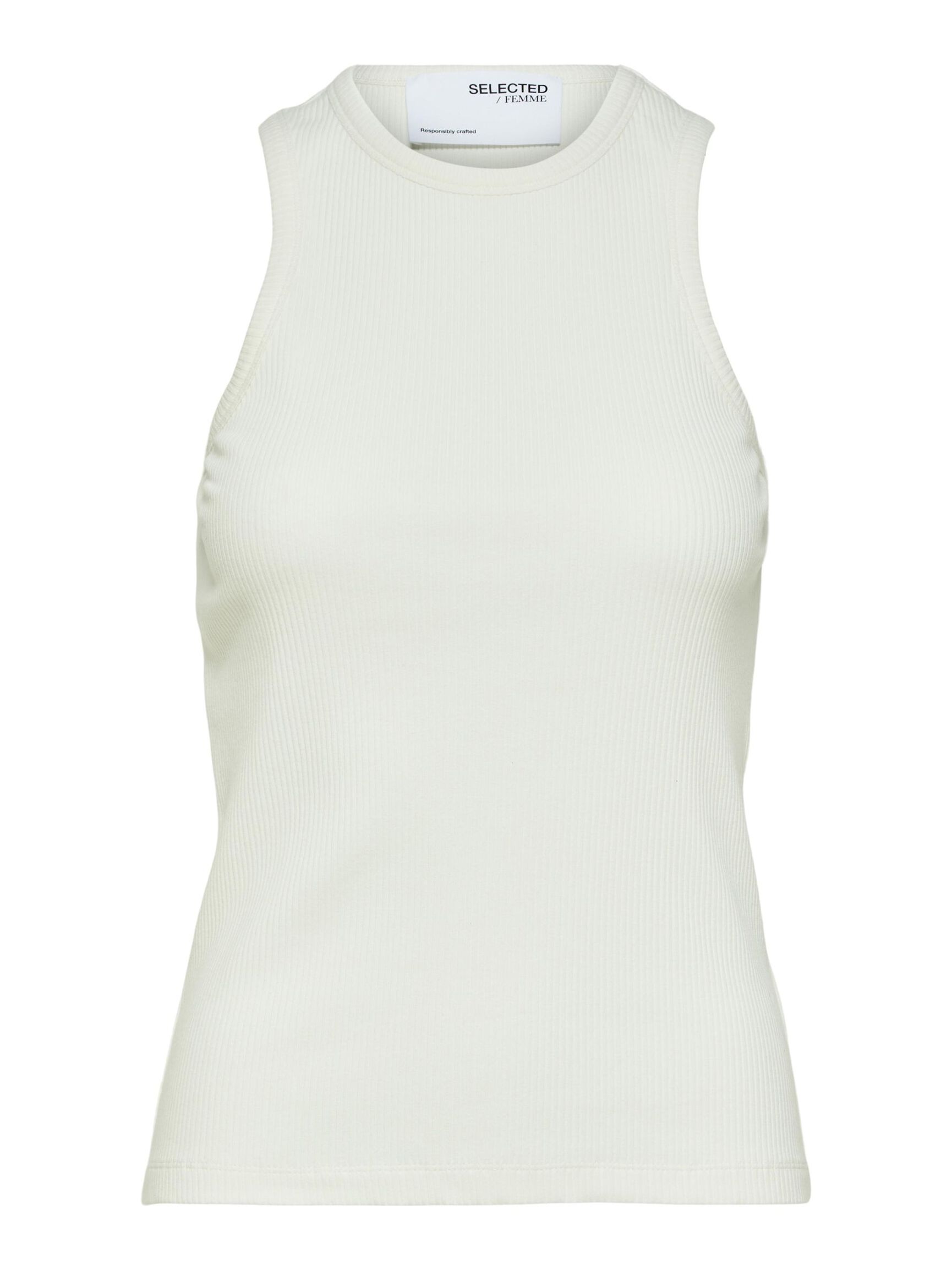 RIBBED TANK TOP, Snow White, highres