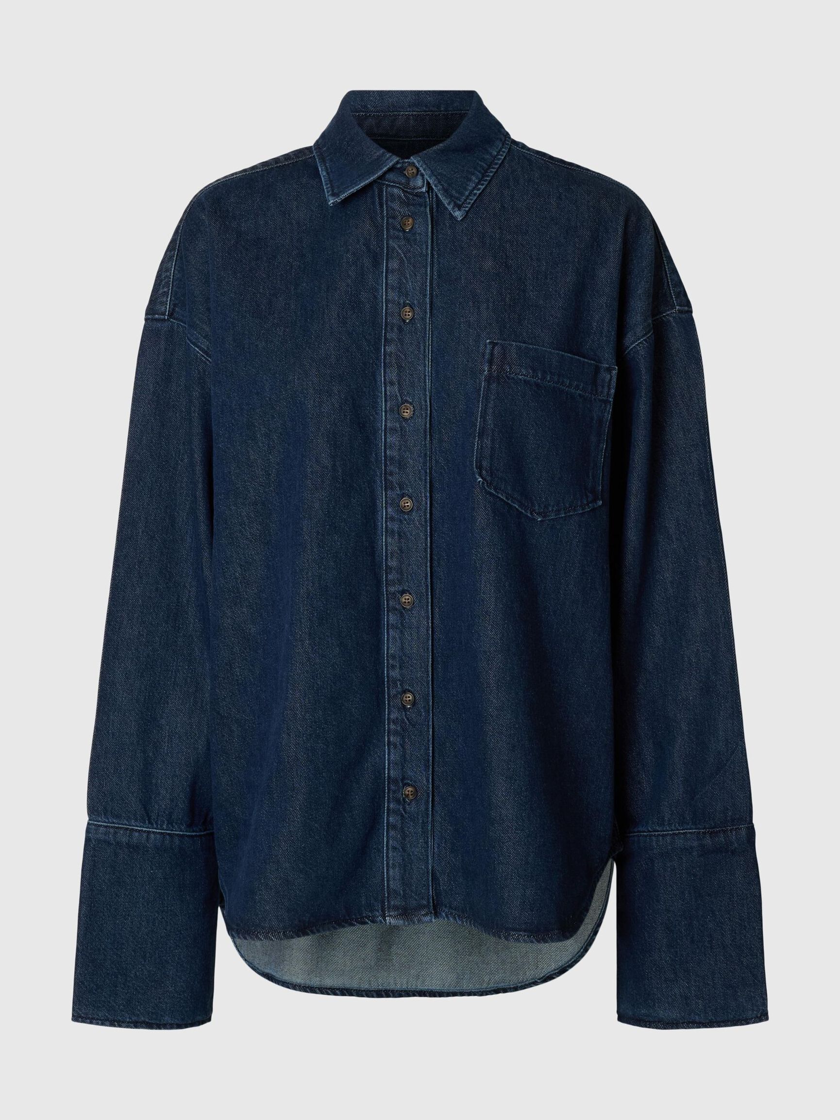 OVERSIZED JEANSHEMD, Dark Blue Denim, highres