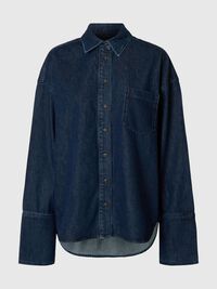 OVERSIZED JEANSHEMD, Dark Blue Denim, highres