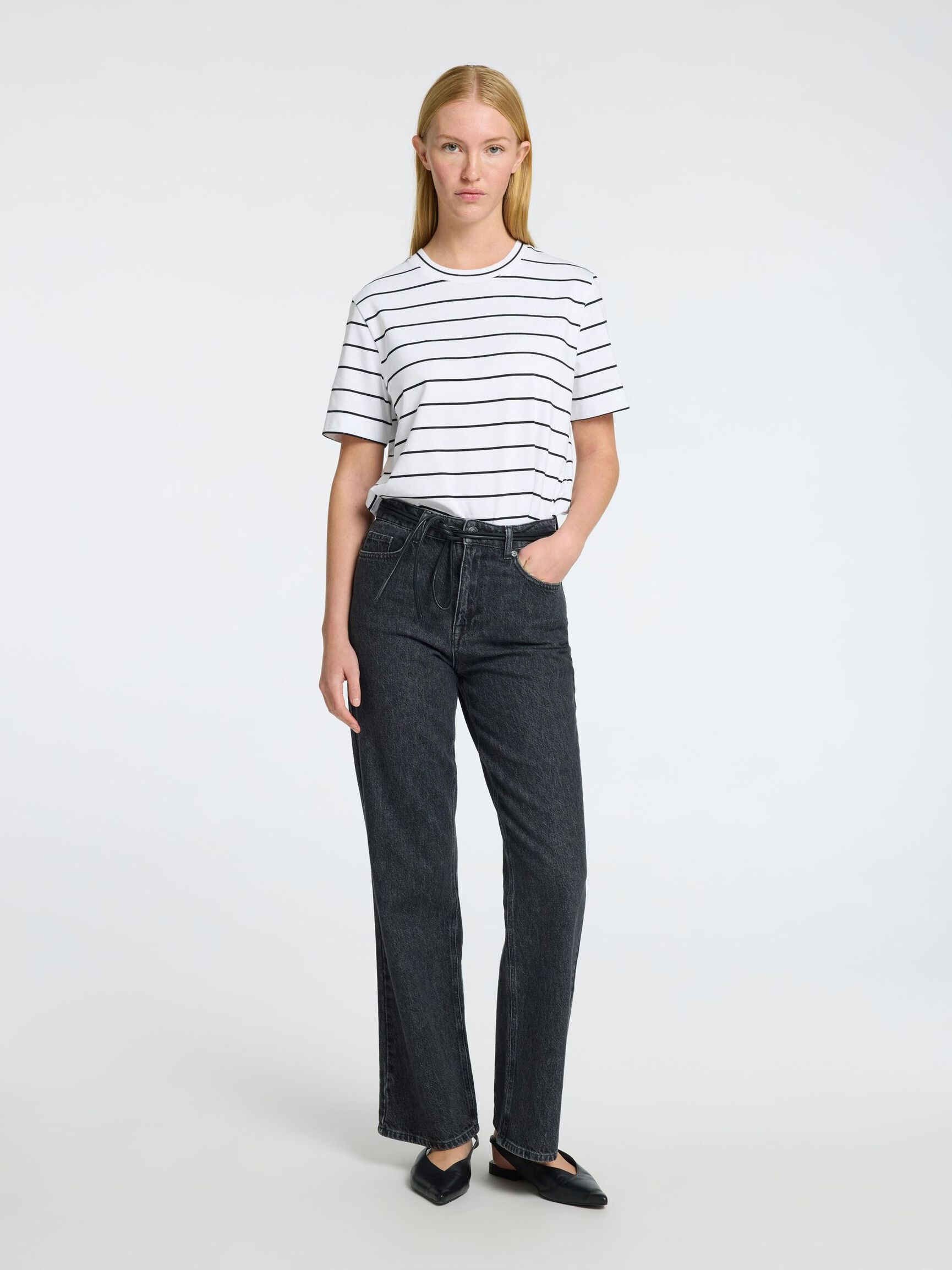 GESTREIFTES BOXY FIT T-SHIRT, Bright White, highres