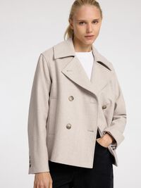 DOUBLE BREASTED SHORT JACKET, Sandshell, highres