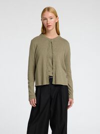 LINNENMIX GEBREID VEST, Vetiver, highres