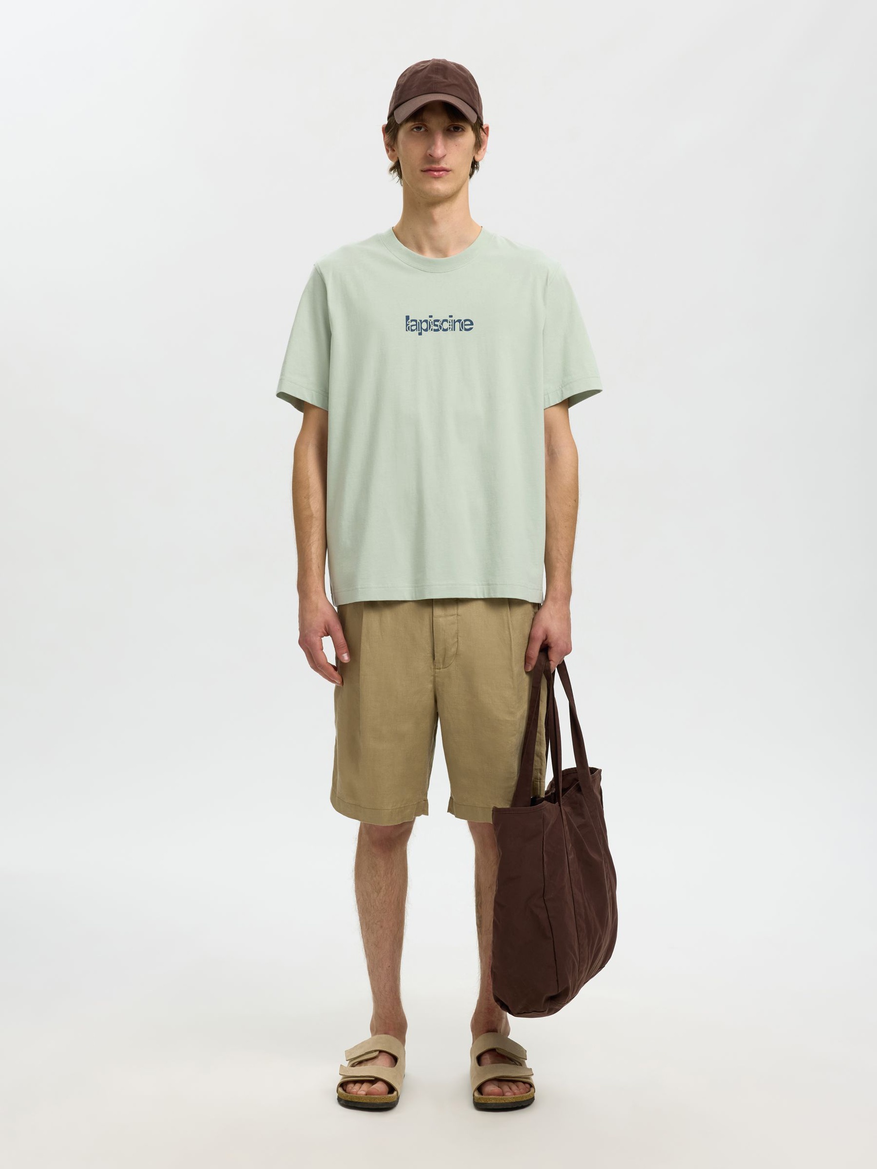 PRINT KATOEN T-SHIRT, Aqua Gray, highres