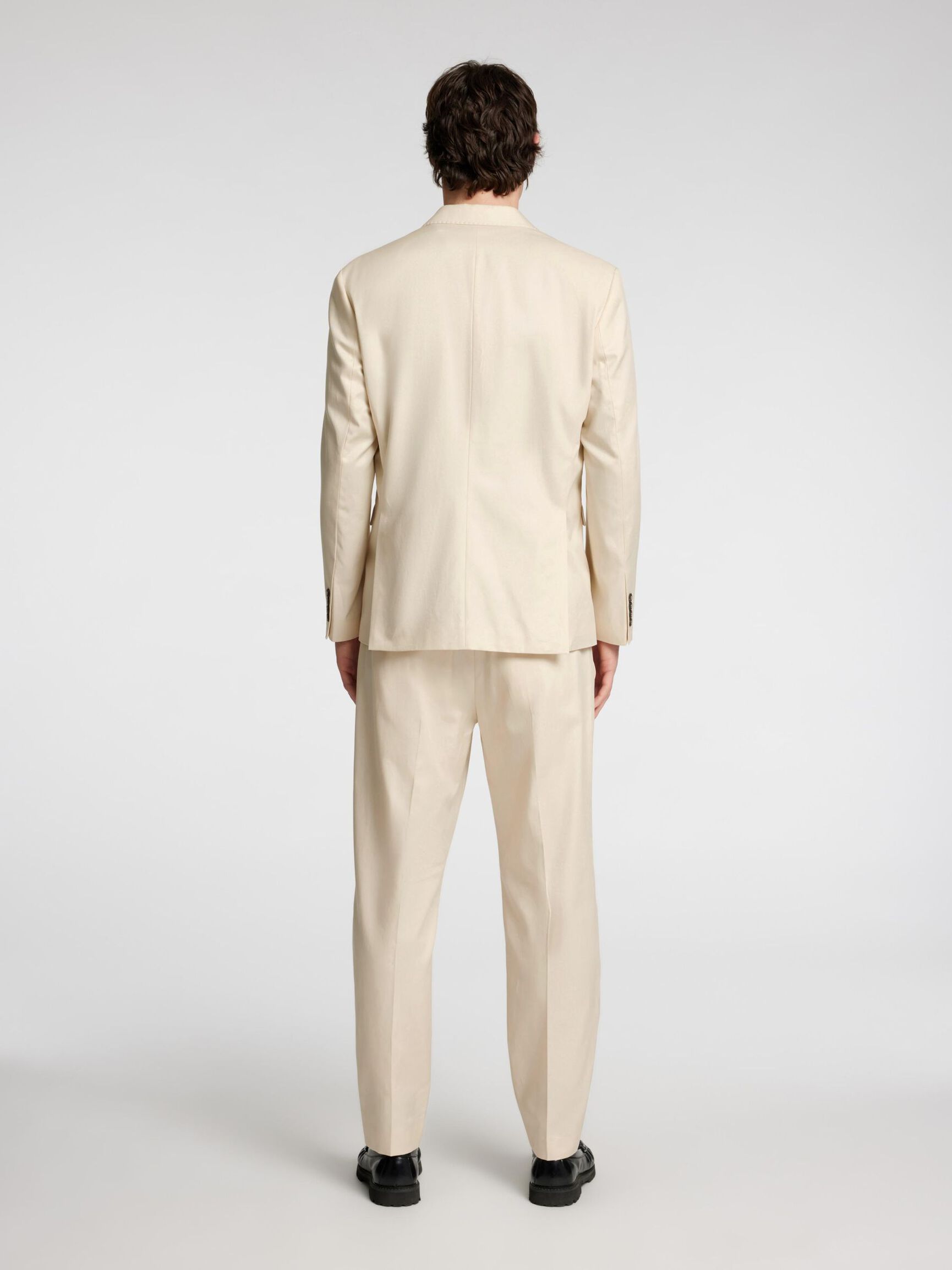 REGULAR FIT ENKELKNÄPPT KAVAJ, Oatmeal, highres