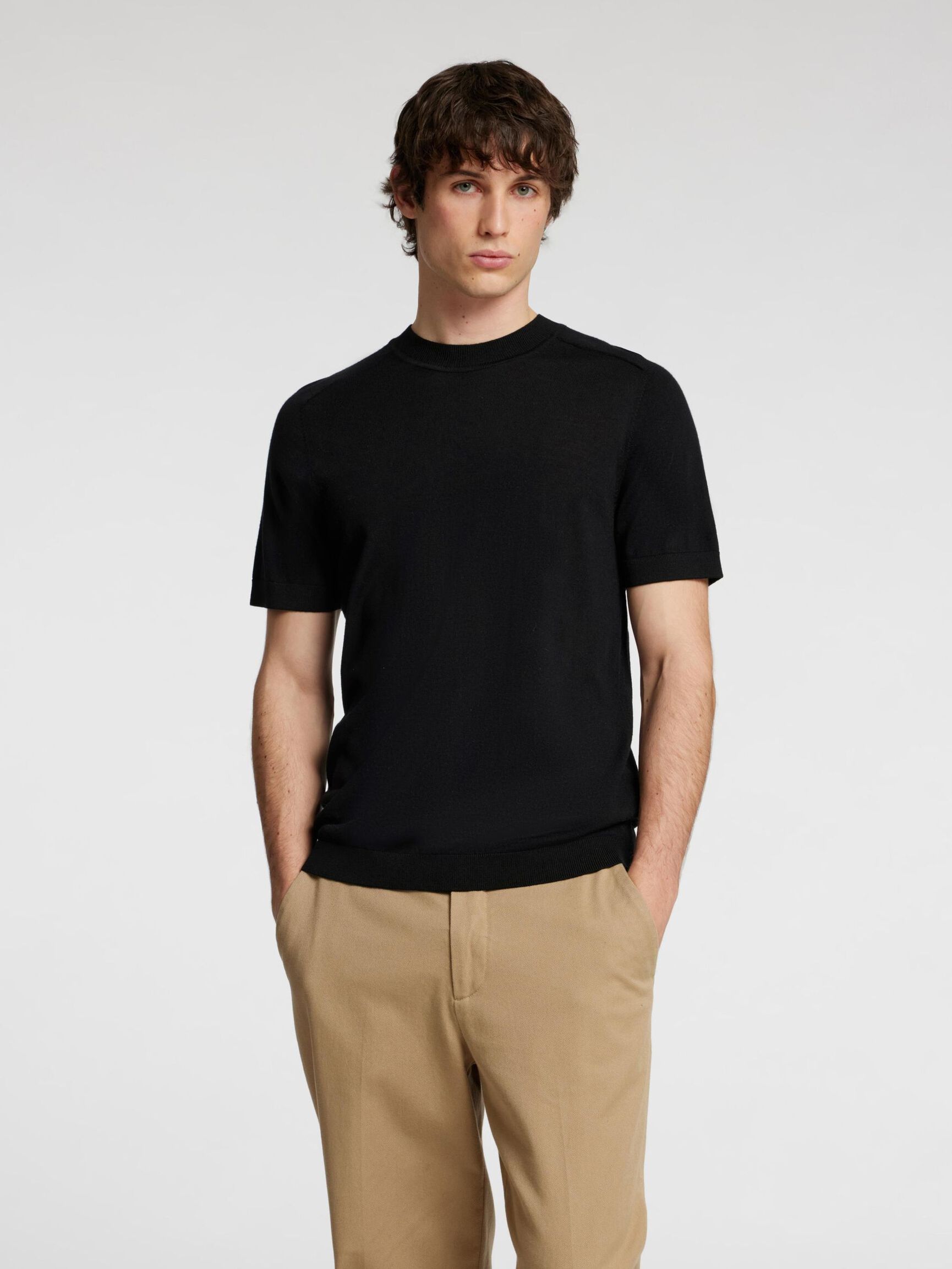 100 % LAINE MÉRINOS T-SHIRT, Black, highres