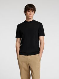 100% MERINO WOOL T-SHIRT, Black, highres