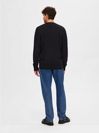 CABLE KNIT KNITTED JUMPER, Black, highres