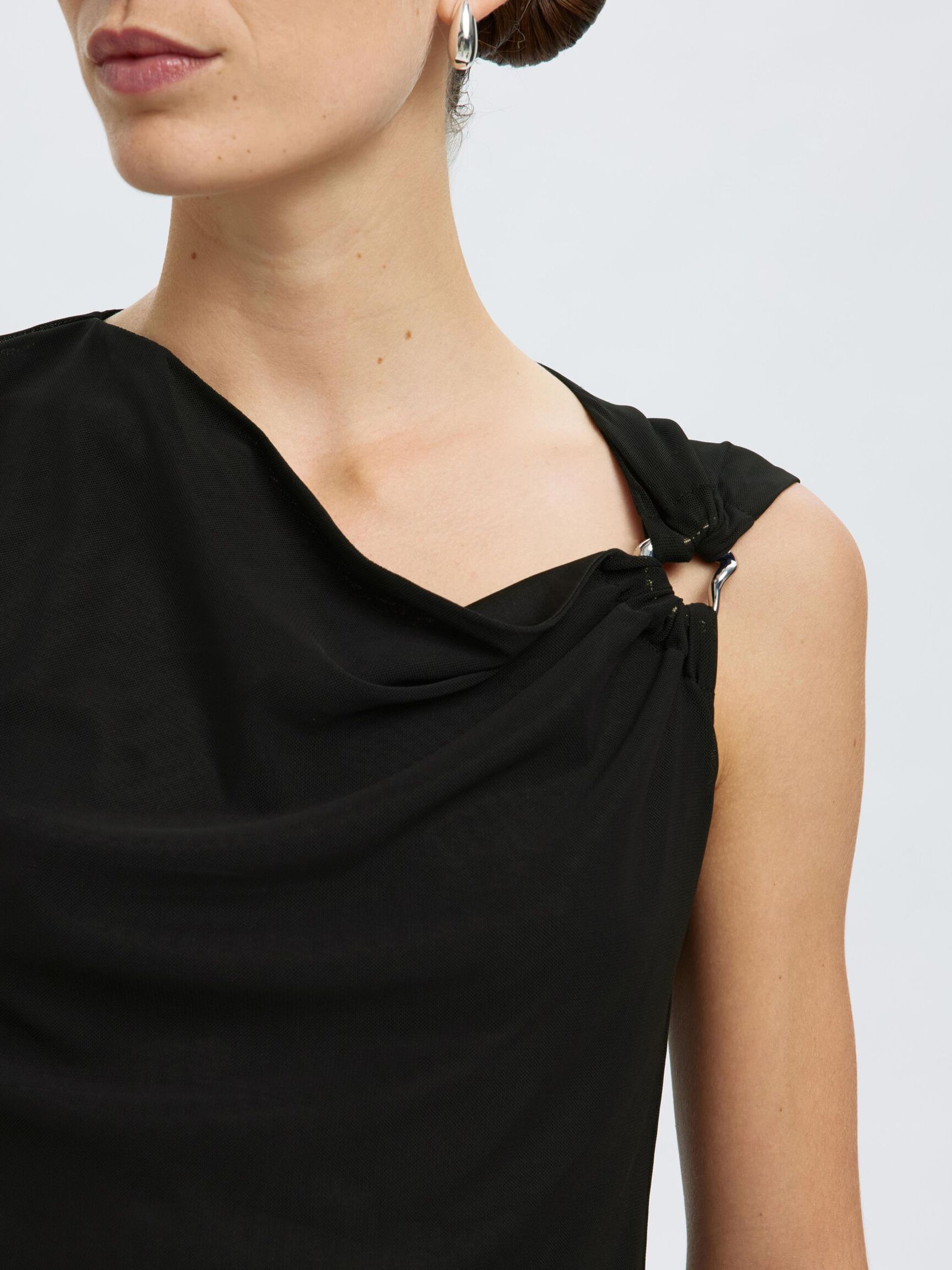 MESH  SLEEVELESS TOP, Black, highres