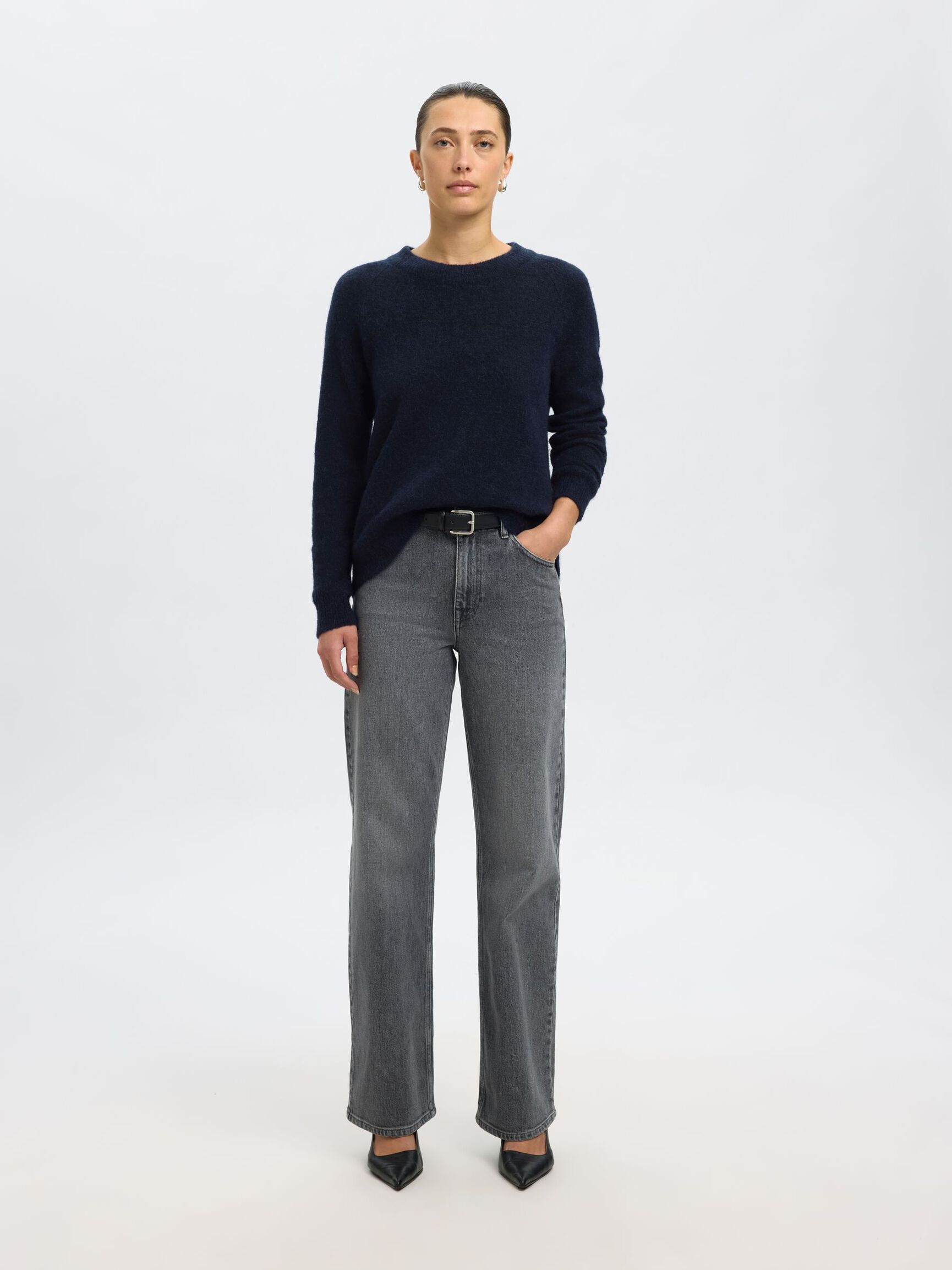 WOOL BLEND JUMPER, Dark Sapphire, highres