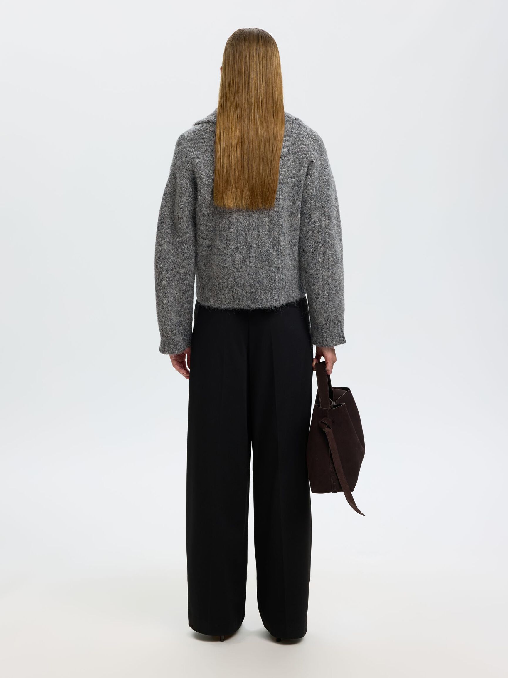 ALPACA BLEND HALF-ZIP JUMPER, Medium Grey Melange, highres