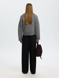 ALPACA BLEND HALF-ZIP JUMPER, Medium Grey Melange, highres