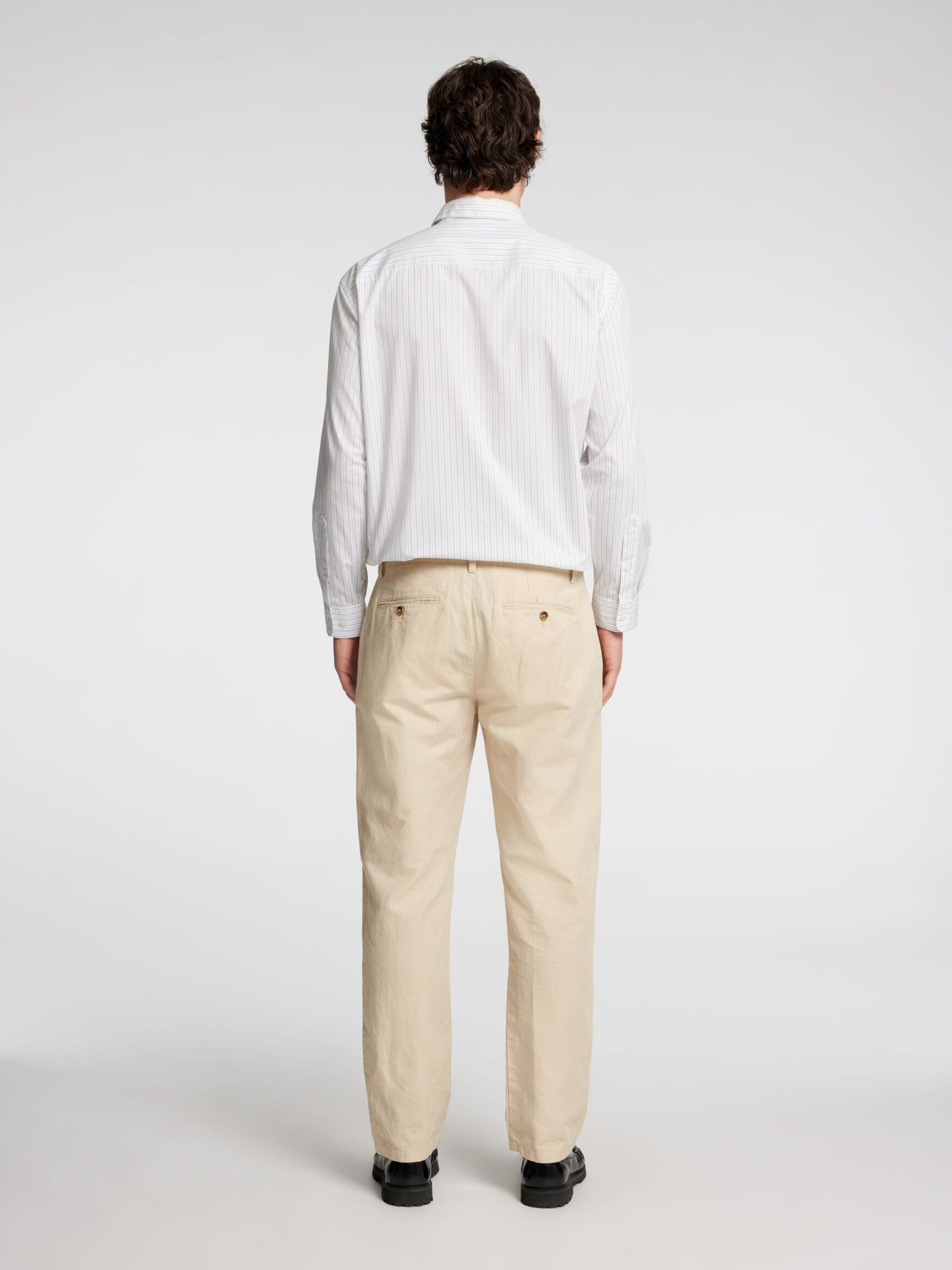 196 STRAIGHT FIT LINEN BLEND TROUSERS, Oatmeal, highres