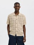 Selected SHORT SLEEVED KNITTED POLO SHIRT, Oatmeal, highres - 16097564_Oatmeal_003.jpg
