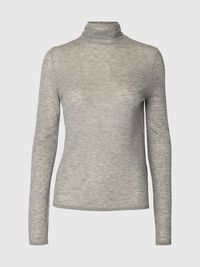 MERINO WOOL TURTLENECK, Light Grey Melange, highres