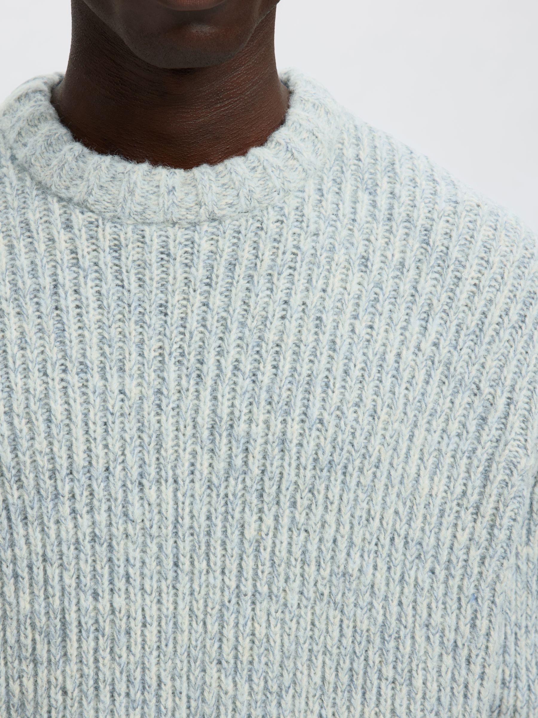 WOLLMIX PULLOVER MIT RUNDHALSAUSSCHNITT, Cashmere Blue, highres