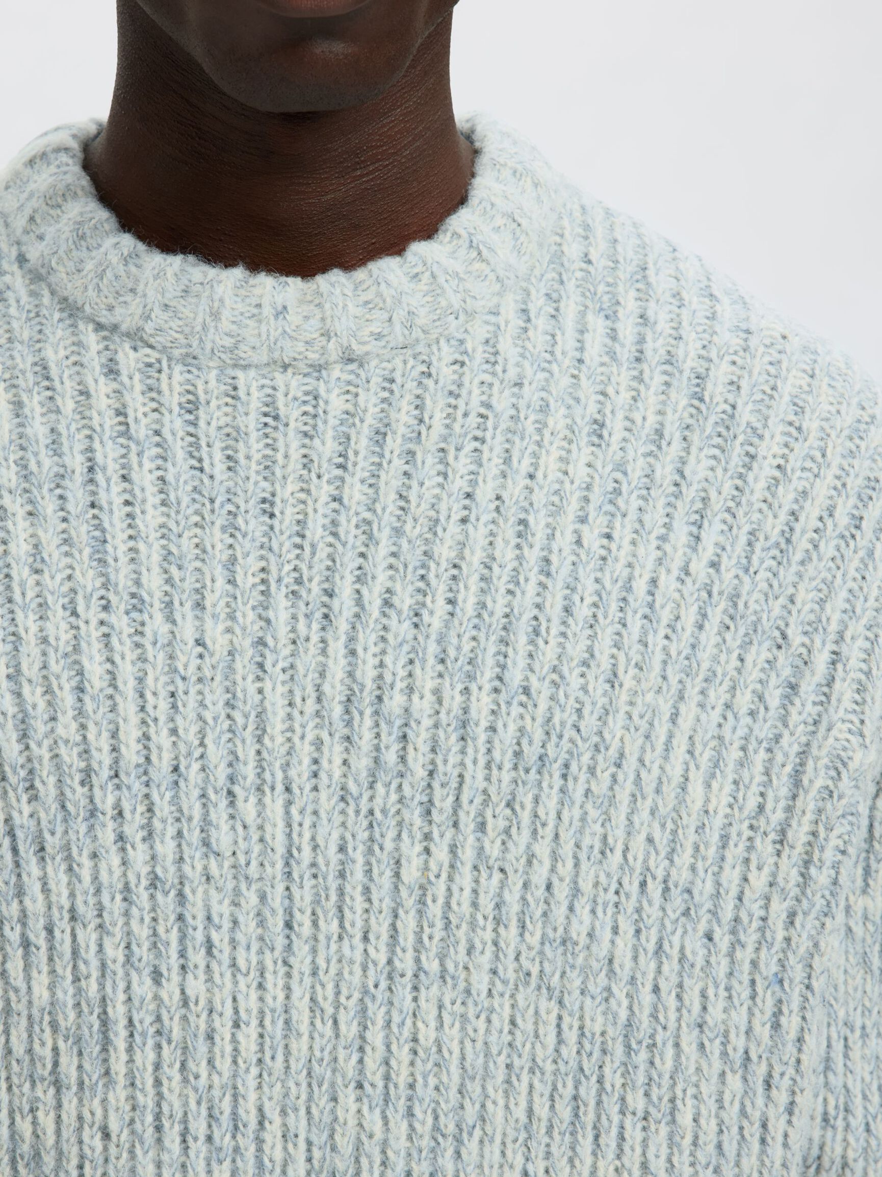 WOLLMIX PULLOVER MIT RUNDHALSAUSSCHNITT, Cashmere Blue, highres