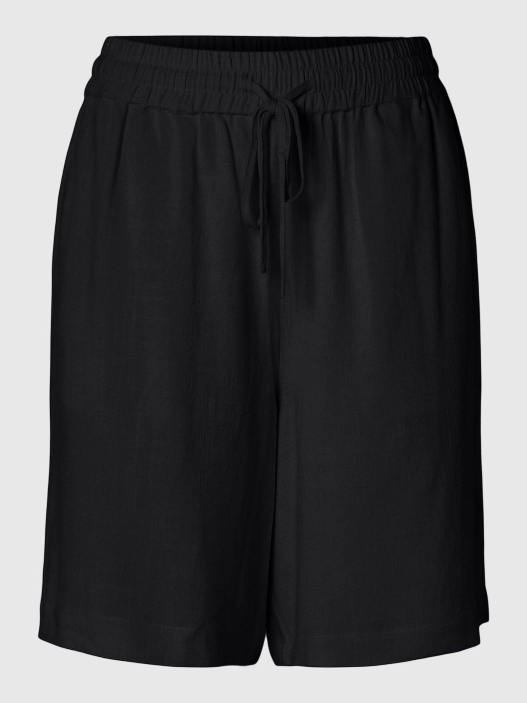 VISCOSE BLEND SHORTS, Black, highres