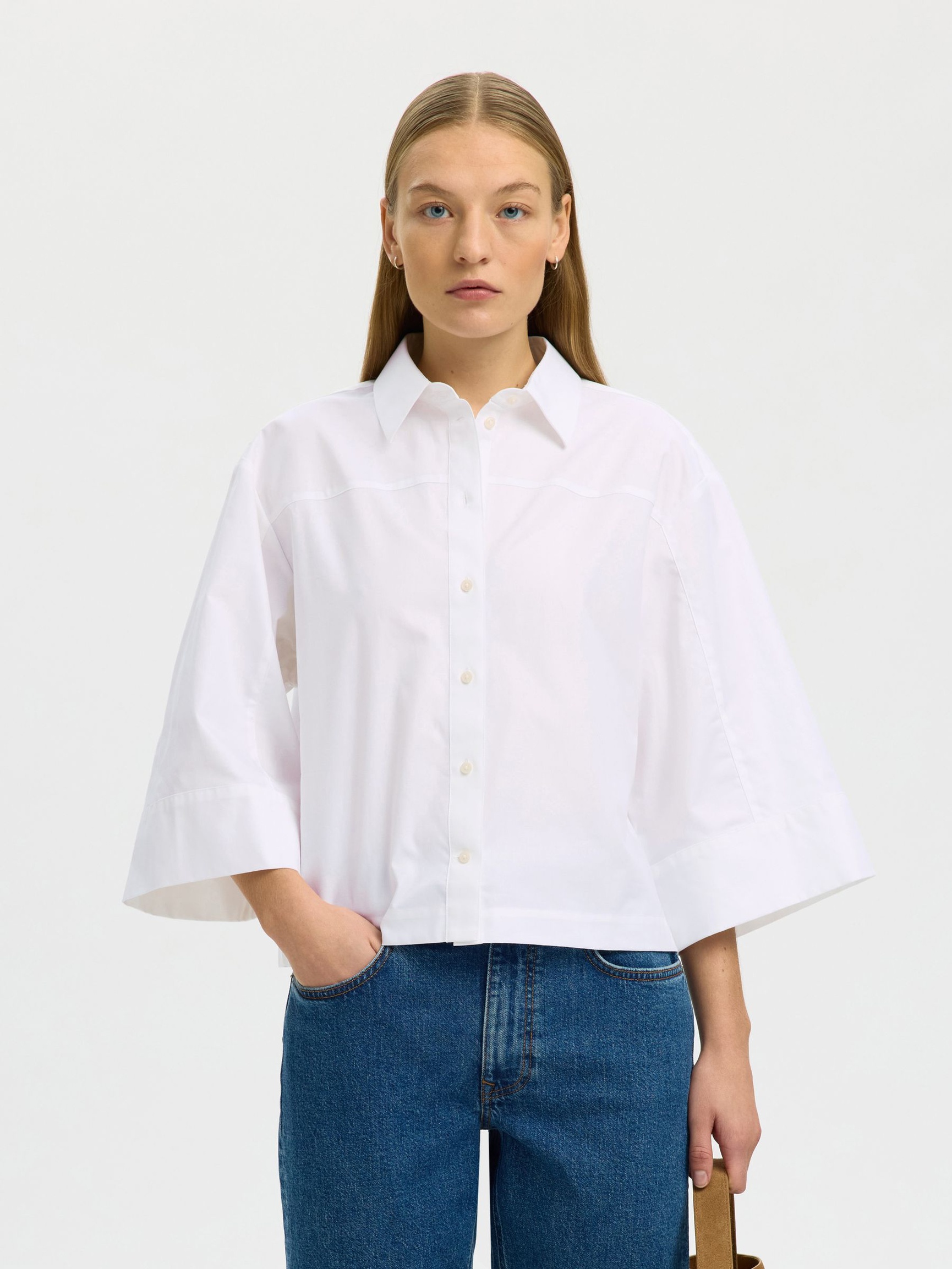BOXY FIT KURZARMHEMD, Bright White, highres