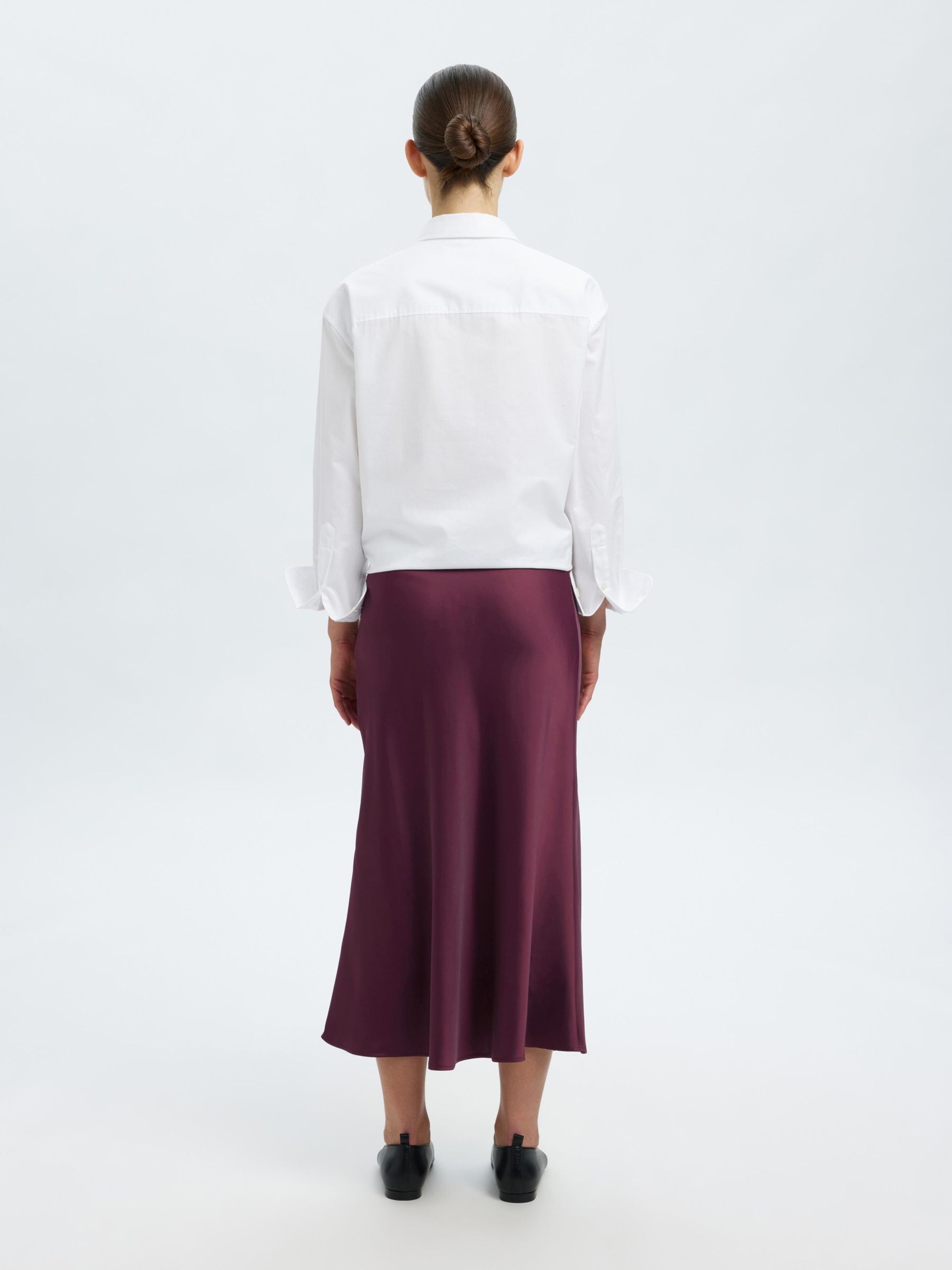 SATIJN MIDDELLANGE ROK, Fig, highres