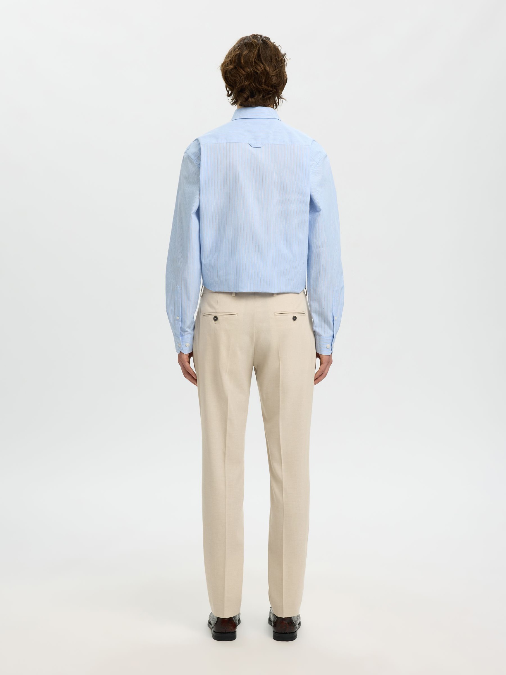 TISSÉ EN LAINE MÉLANGÉE PANTALON, Egret, highres