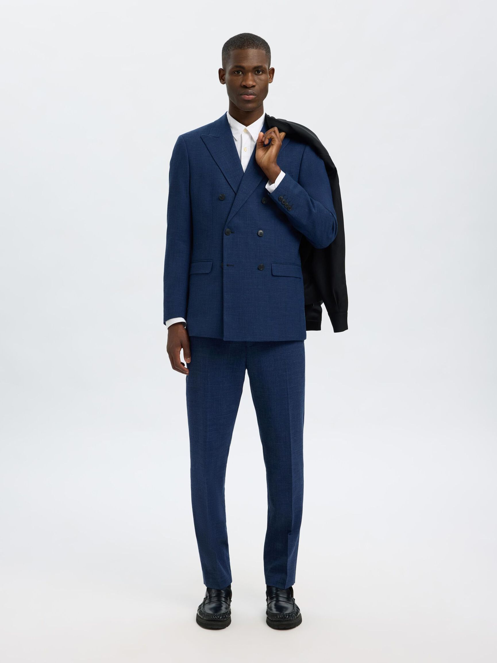 SLIM FIT DUBBELKNÄPPT KAVAJ, Dark Navy, highres
