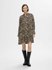PRINTED SHIRT DRESS, Black, highres