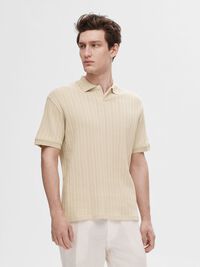 SHORT-SLEEVED COTTON POLO SHIRT, Fog, highres