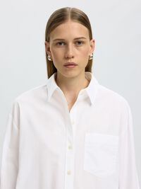 COTTON OVERSIZED SHIRT, Bright White, highres
