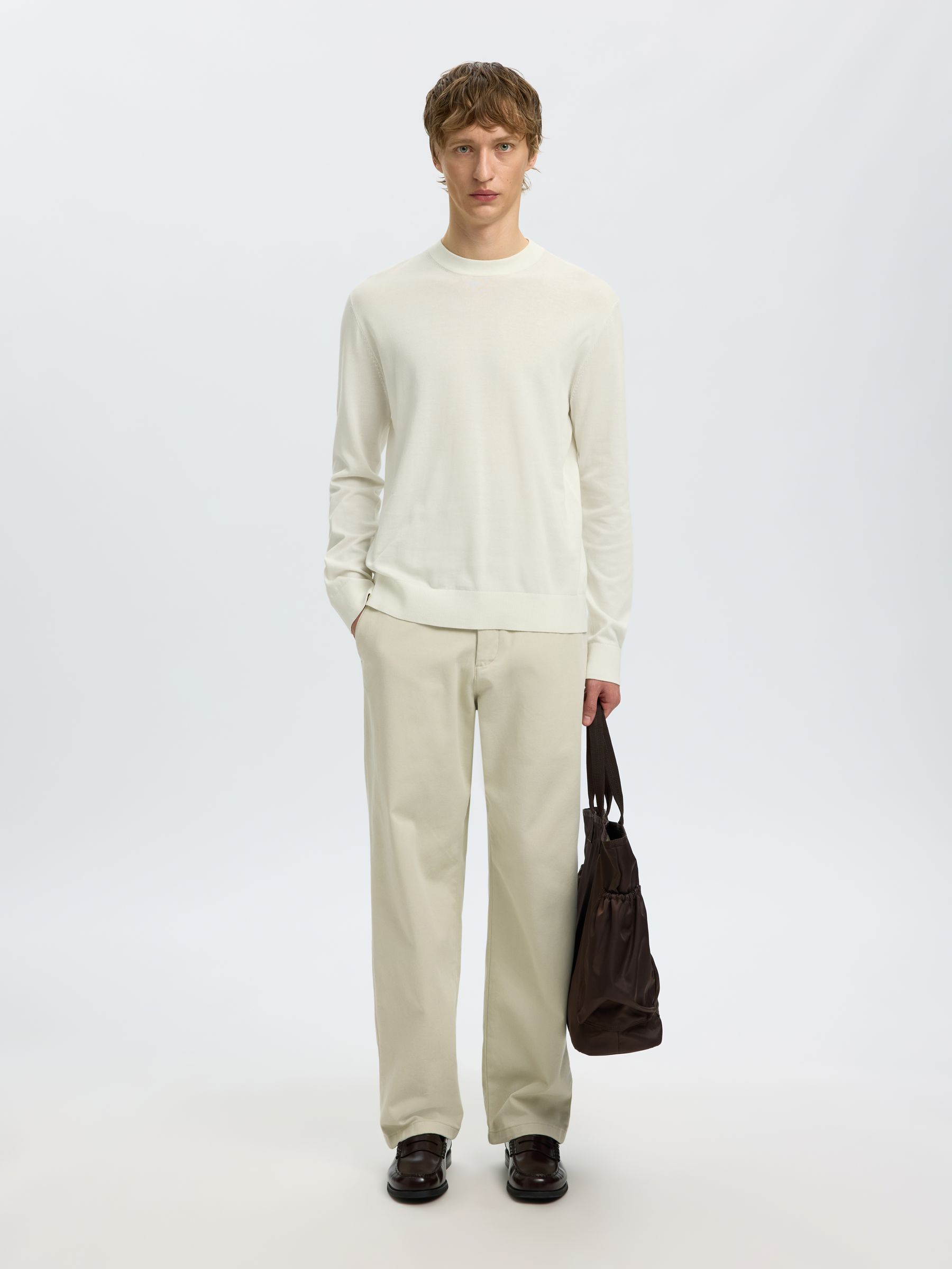 COTON PULLOVER, Egret, highres