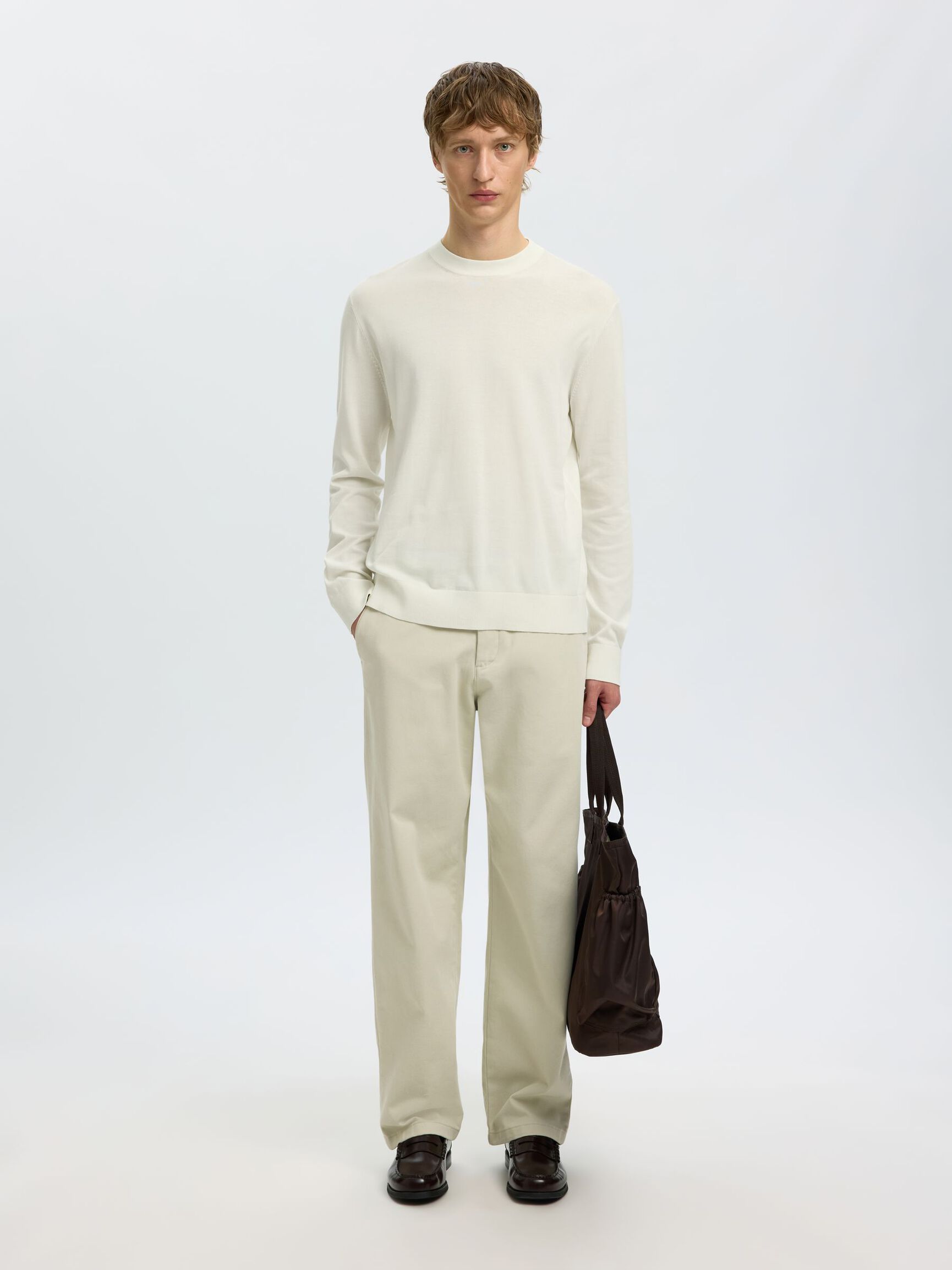 COTON PULLOVER, Egret, highres