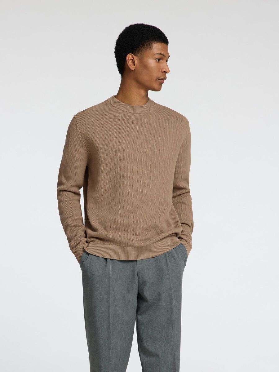 Selected RONDE HALS SWEATER, Greige, highres - 16092599_Greige_003.jpg
