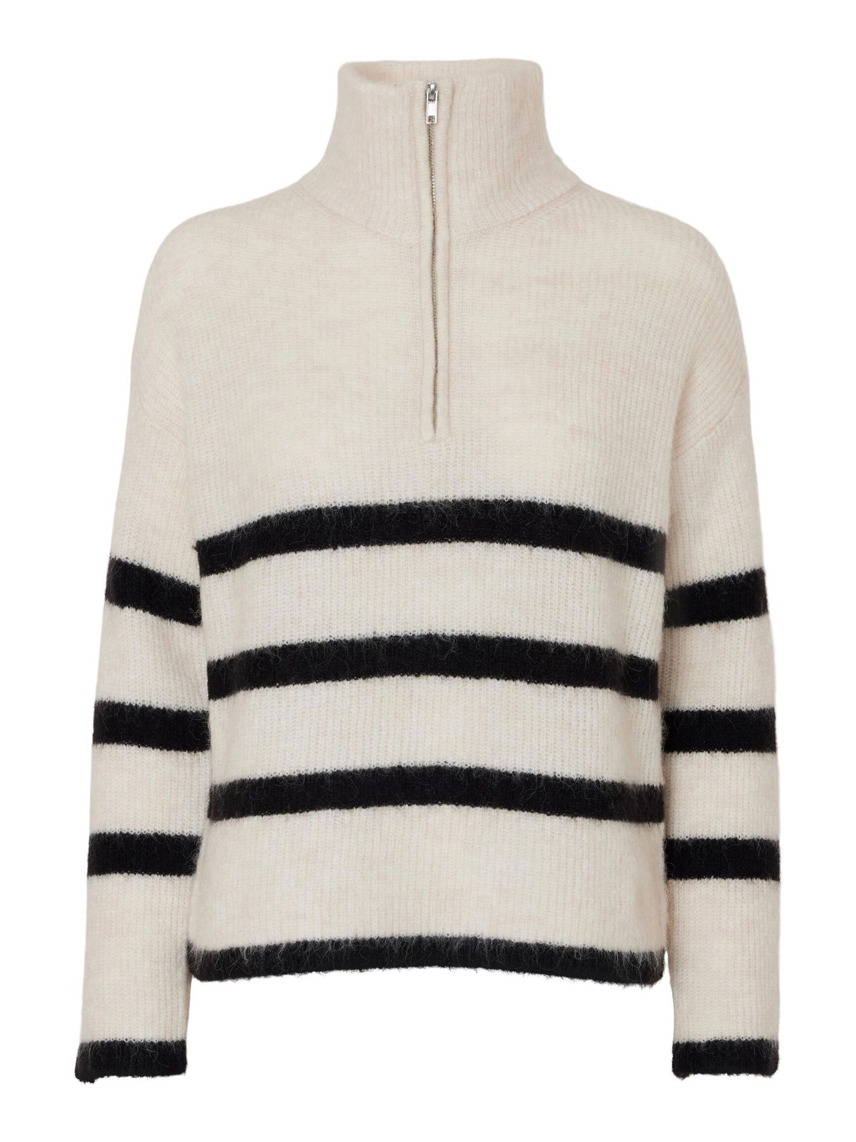 EN LAINE MÉLANGÉE À FERMETURE ÉCLAIR PULLOVER, Birch, highres