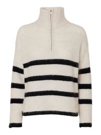 EN LAINE MÉLANGÉE À FERMETURE ÉCLAIR PULLOVER, Birch, highres
