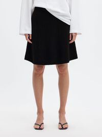 BRUSHED KNITTED SKIRT, Black, highres