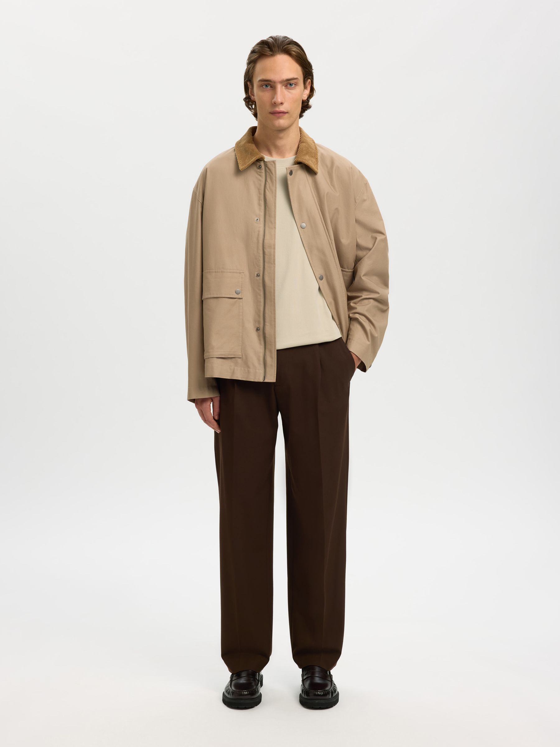 RIBBED COTTON T-SHIRT, Oatmeal, highres