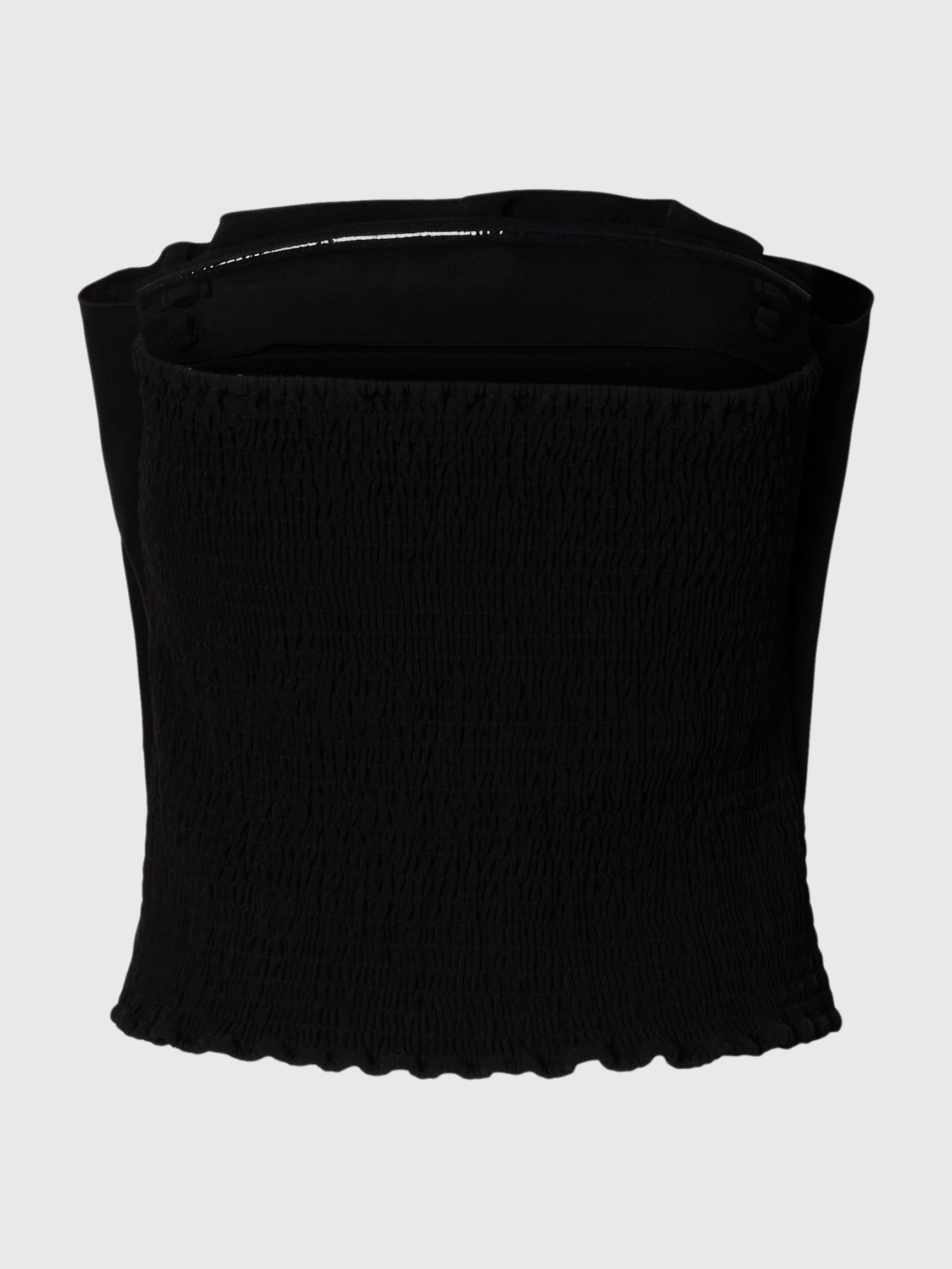 PLEATED BANDEAU TOP, Black, highres