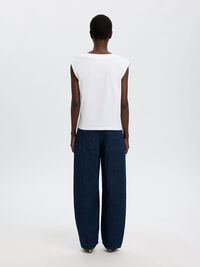 COTTON SLEEVELESS TOP, Bright White, highres