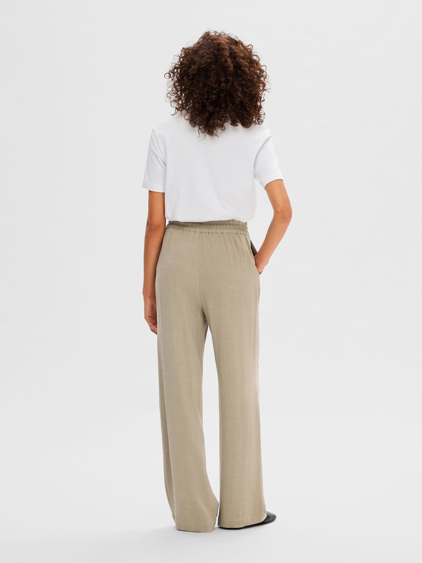 VISCOSE BLEND TROUSERS, Greige, highres