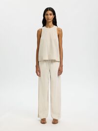 ÆRMELØS TOP I HØRBLANDING, Sandshell, highres