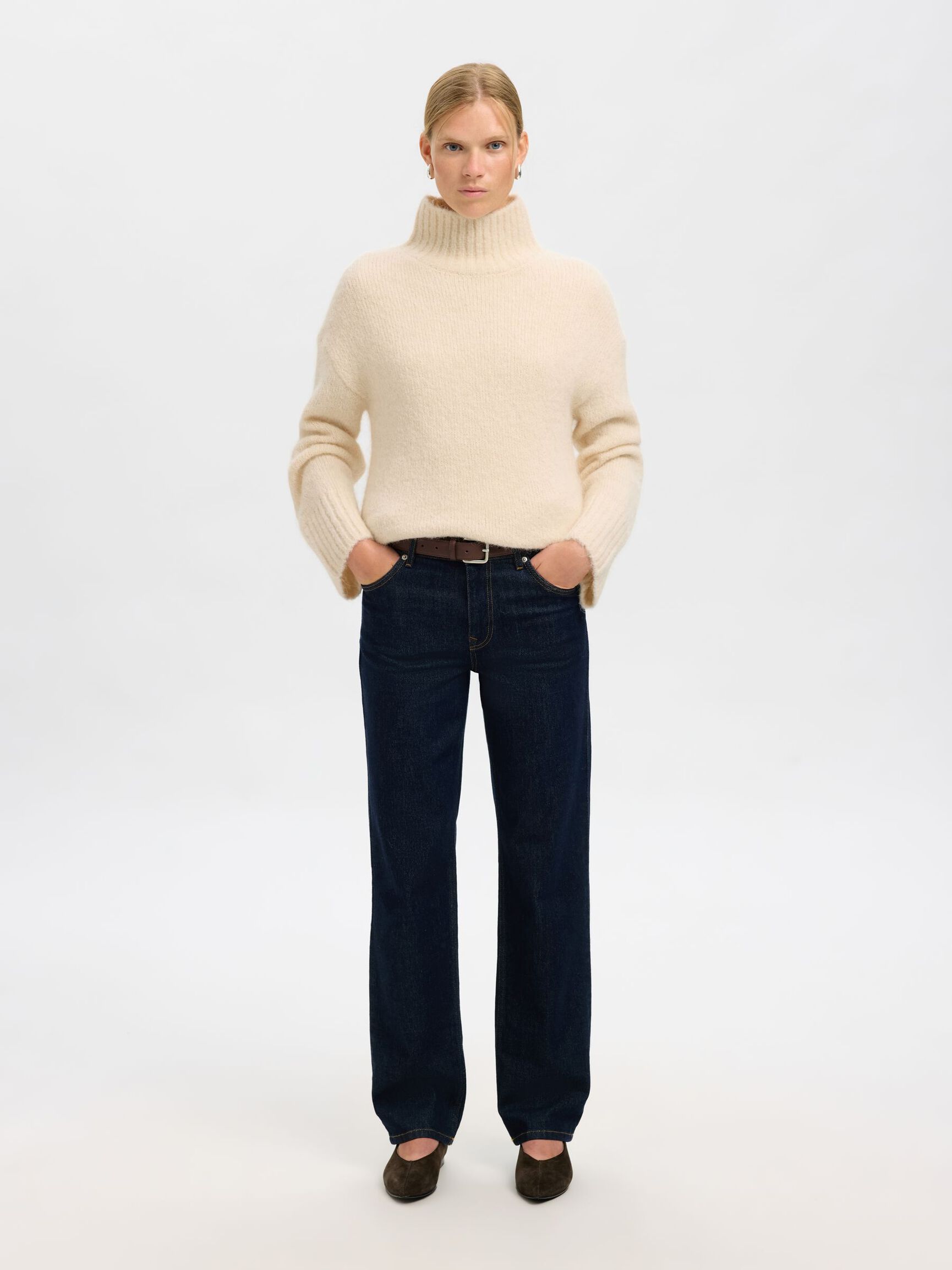 WOLLMIX PULLOVER MIT HOHEM KRAGEN, Birch, highres