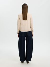 100% MERINO WOOL KNITTED CARDIGAN, Oatmeal, highres