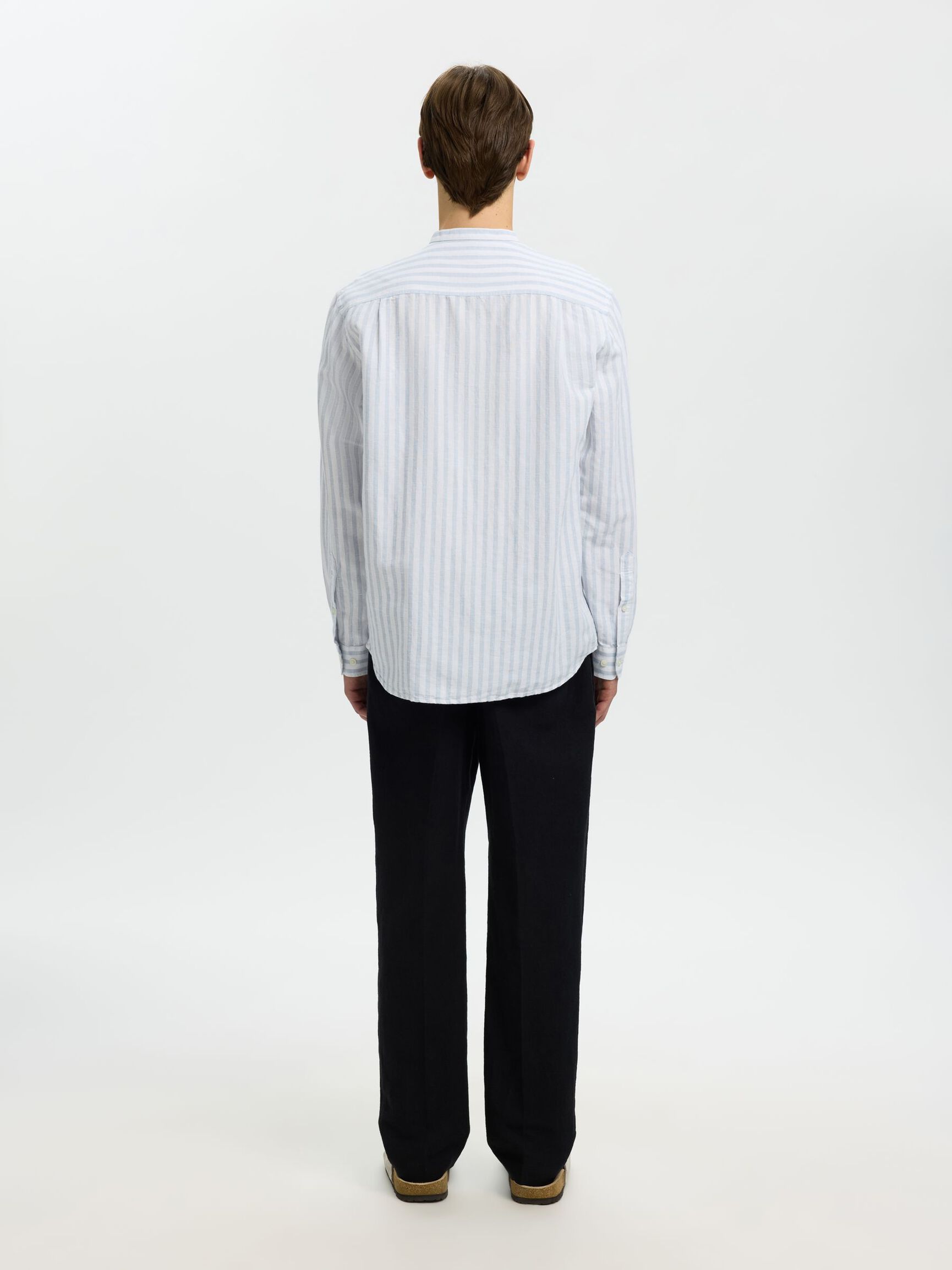 LINNEBLANDNING LÅNGÄRMAD SKJORTA, Dusty Blue, highres