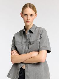 OVERSIZED DENIMSKJORTE, Grey Denim, highres